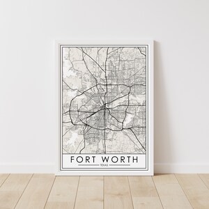 Fort Worth, Texas Karte – Texas digitaler Download – Fort Worth Stadt Karte zum Ausdrucken
