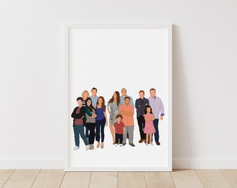 Modern Family Print – Pop Line Art – Instant Download Illustration – TV Printable Poster