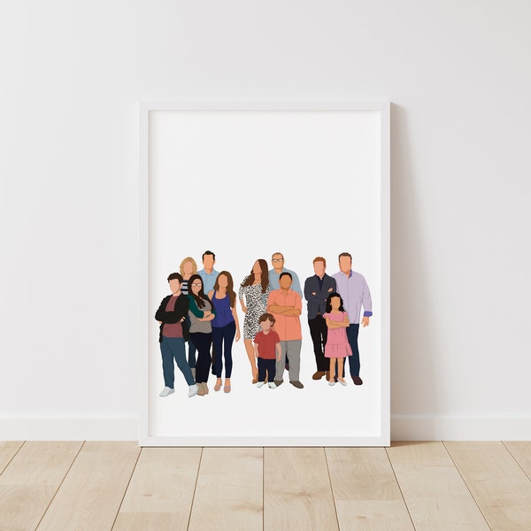 Modern Family Print – Pop Line Art – Instant Download Illustration – TV Printable Poster