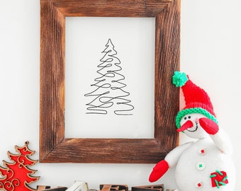 Christmas Tree Line Art – Christmas Song Printable – Minimal Modern Holiday Art Download