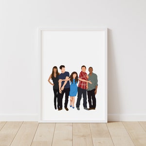 Peut inclure: Une illustration numérique de six personnes debout ensemble. Le groupe comprend trois hommes et trois femmes. Les hommes portent des vêtements décontractés, dont une chemise bleue, une chemise à carreaux rouge et noire et une chemise bleu clair. Les femmes portent des vêtements décontractés, dont une chemise noire, une robe bleue et une robe bleu et blanc.