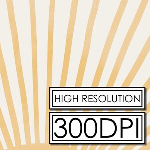 May include: A digital illustration of a sunburst pattern with yellow lines radiating from a central point on a white background. The text "HIGH RESOLUTION 300 DPI" is in a black box at the bottom of the image.