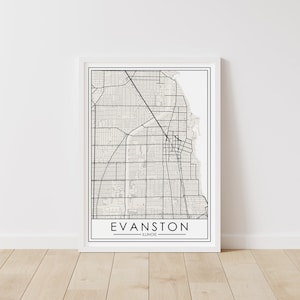 Evanston, Illinois Karte – Illinois Karte digitaler Download – Northwestern University Straßenkarte zum Ausdrucken