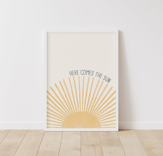 Retro Nursery Art – Here Comes the Sun Print – Instant Download – Beatles Sketch