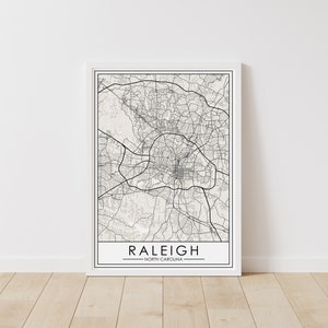 Raleigh, North Carolina Map – North Carolina Map Digital Download – Raleigh Printable Street Map