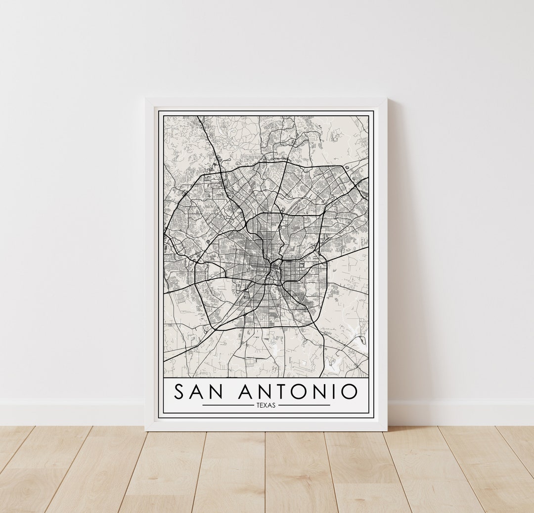 San Antonio, Texas Map – Texas Map Digital Download – San Antonio Printable Street Map - Etsy