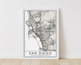 San Diego, California Map – California Map Digital Download – San Diego Printable Street Map