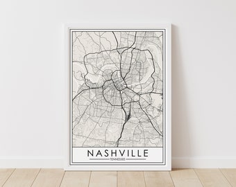 Nashville, Tennessee Map – Tennessee Map Digital Download, Nashville Printable Street Map