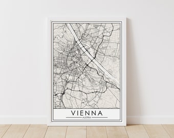 Wenen, Oostenrijk Kaart – Oostenrijk Kaart Digitale Download – Wenen Afdrukbare Stratenkaart