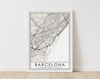 Barcelona, Spain Map – Spain Map Digital Download – Barcelona Printable Street Map