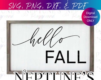 SVG Files, Hello Fall Svg, Autumn Svg, Farmhouse Svg, Home Svg, Cricut, Silhouette, Cutting Files, Instant Download, DXF PNG