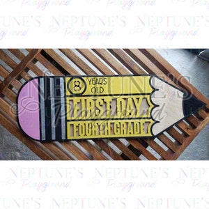 Laser cut file, First and Last Day School Sign, Digital Download, Back to School Pencil, Glowforge, Interchangeable Wood Sign Design SVG