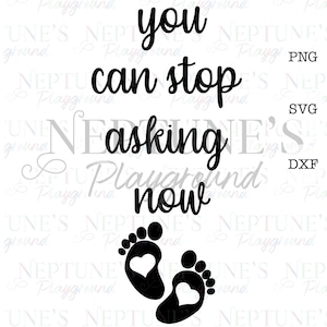 Zwangerschap onthullen shirtontwerp| Babyshower| Cricut Silhouette Cameo Vinyl HTV-mok| Je kunt nu stoppen met vragen