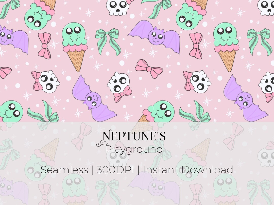 Summerween Seamless Pattern | Kawaii Pastel Halloween Digital Paper ...