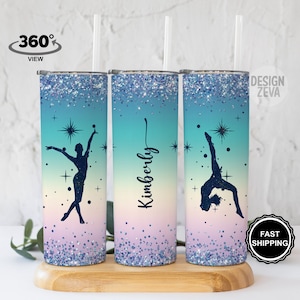 Personalized Gymnastics Tumbler, 20oz Gymnast Stainless Steel Drinking Cup With Straw For Optional Use