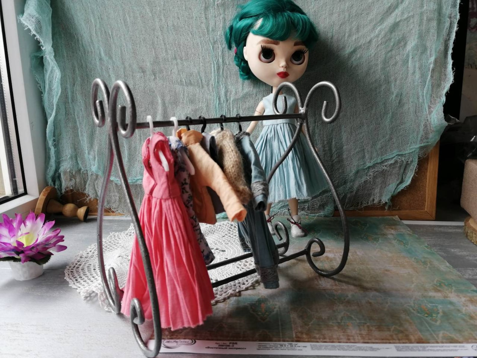 Blythe clothes rack Dollhouse miniature rack 1/6 scale doll Etsy