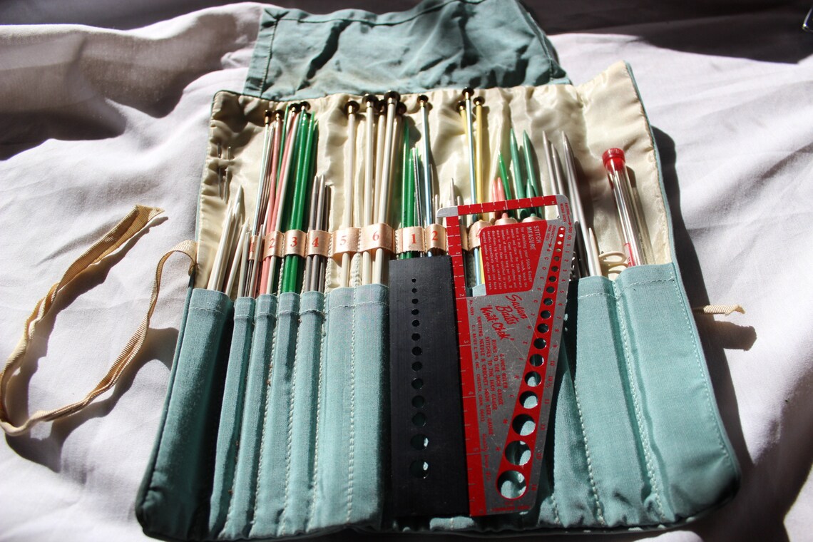 Vintage Susan Bates Knitting Needles Set with Fabric Case Etsy