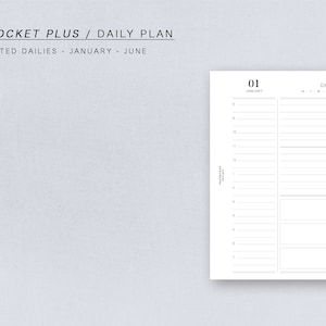 Può includere: Una pagina di un planner giornaliero con la data "01 gennaio" in alto. La pagina è divisa in due colonne, una per l'agenda della giornata e l'altra per gli appunti. La pagina è progettata per essere utilizzata con un planner tascabile.