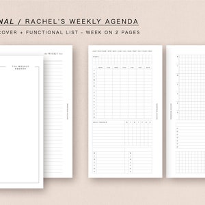 PERSONALE - Agenda settimanale di Rachel - settimana su 2 pagine, design minimale, inserto stampabile