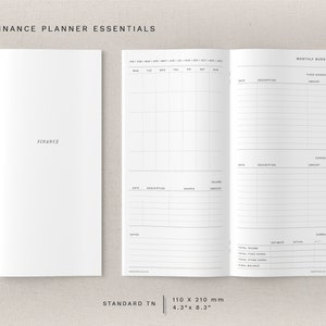 Standard TN - finance essentials inserts - minimal design, printable insert