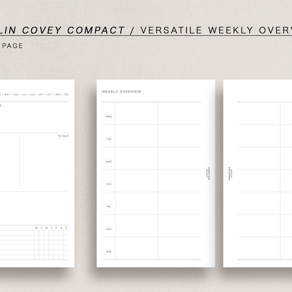 FC Compact - versatile WEEKLIES + ADD on page, Franklin Covey Compact, printable insert