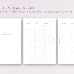 A6  - vertical timed weekly - week on 2 pages, minimal design, printable insert