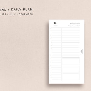 PERSONAL - DAILIES - dated daily plan, minimal but functional, July - Dec, printable inserts