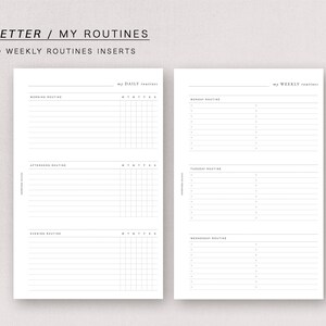 Half Letter - my daily + weekly routines tracker - minimal design, printable insert