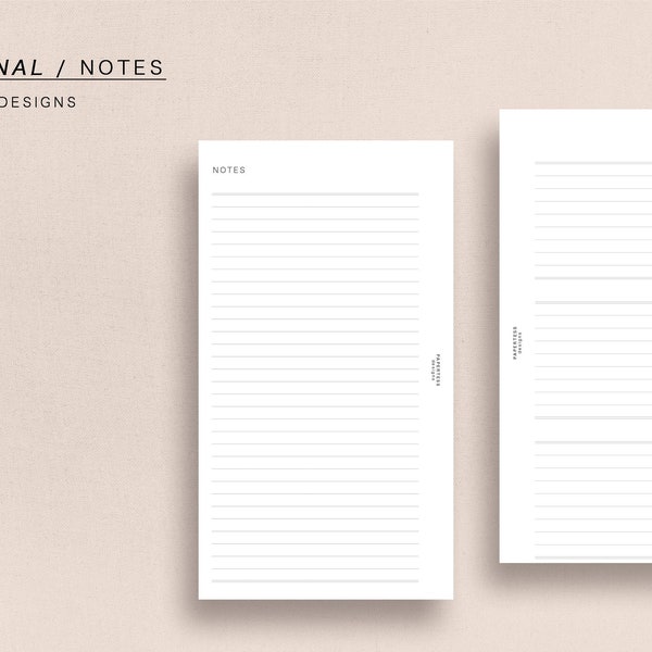 Personal - NOTES - 2 sets of minimal notes designs, PERSONAL size, printable inserts