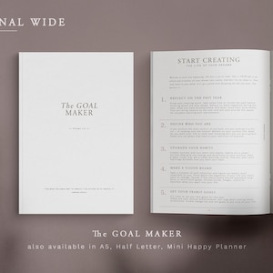 PW - The Goal-Maker - Personal Wide -  minimal design, printable insert