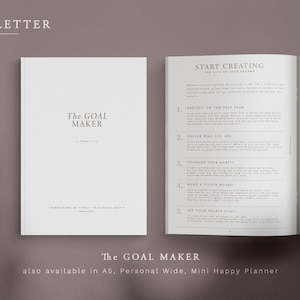 HALF LETTER - The Goal-Maker -  minimal design, printable insert