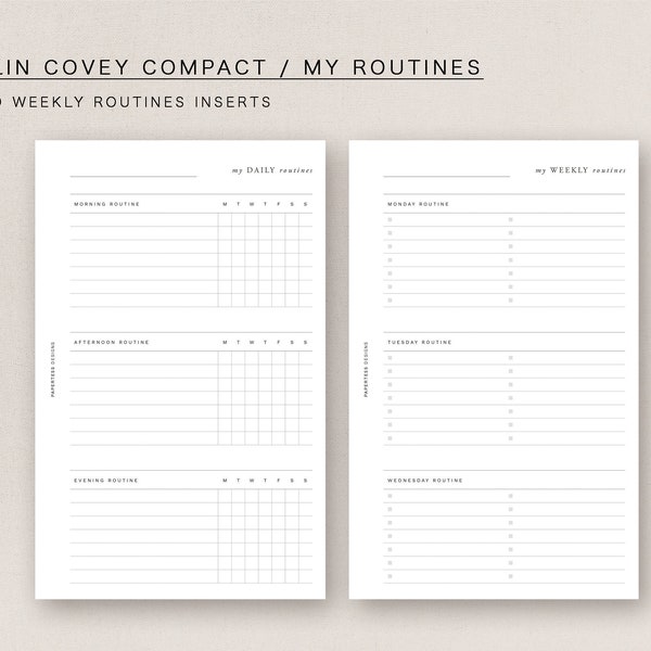 FC Compact - my daily + weekly routines tracker - minimal design, printable insert