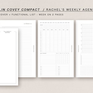 FC COMPACT - Rachel&#39;s Weekly Agenda - week on 2 pages, minimal design, printable insert