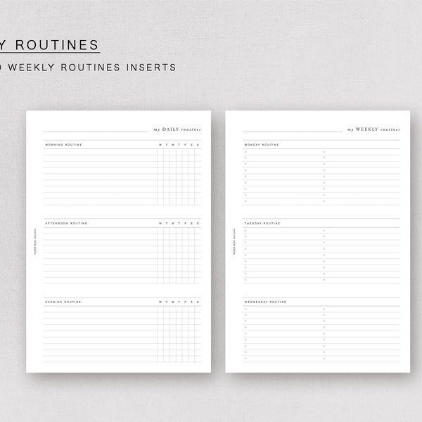 A5  - my daily + weekly routines tracker - minimal design, printable insert