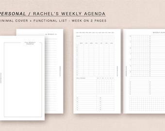 PERSONAL - Rachel's Weekly Agenda - week on 2 pages, minimal design, printable insert