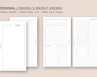 PERSONAL  - Rachel's Weekly Agenda - week on 2 pages, minimal design, printable insert