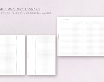 A6  - monthly tracker - minimal design, printable insert