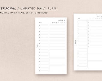 PERSONAL - UNDATED Daily Plan, minimal design, printable inserts