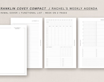 FC COMPACT - Rachel's Weekly Agenda - week on 2 pages, minimal design, printable insert