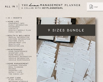 ALL-IN-ONE- 9 Sizes Bundle - The Home Management Planner - A Collaboration with HeyPlannerGirlPrints