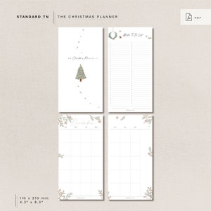 Standard TN - The CHRISTMAS PLANNER - undated, Monday + Sunday Start, printable insert, Holiday Planner, Gift Planner, Christmas Bundle