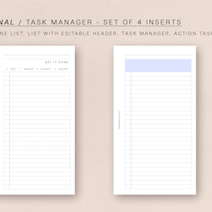 PERSONAL Task Manager Set minimal design, printable insert image 2