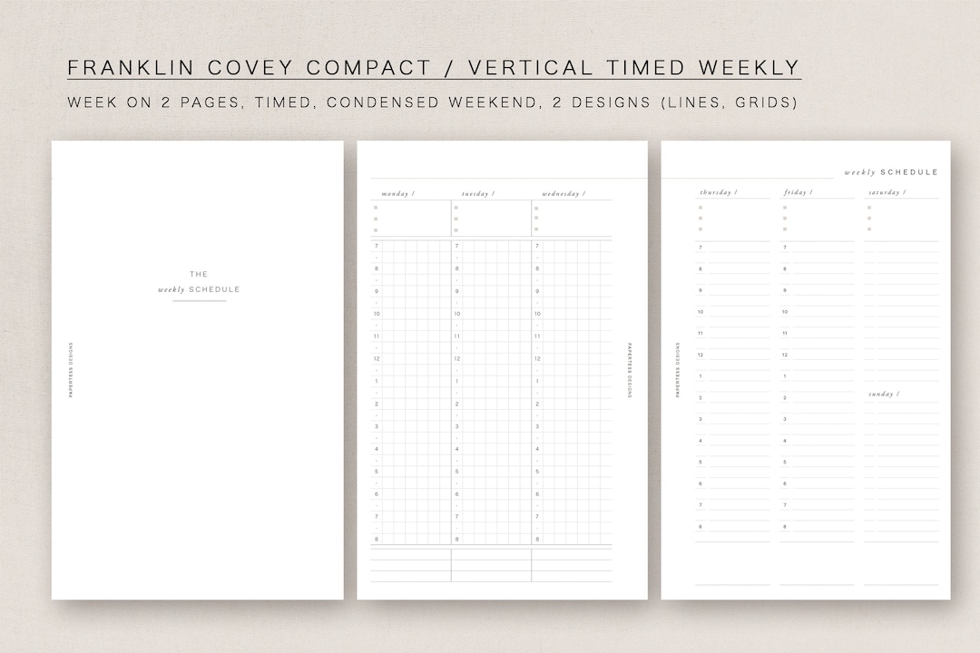 FC COMPACT - Vertical Timed Weekly - Week on 2 Pages, Minimal Design ...