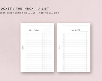 POCKET - The INBOX and a LIST - minimal design, printable insert