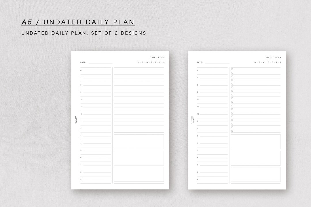 A5 - UNDATED DAILY PLAN, Minimal Design, Printable Inserts - Etsy