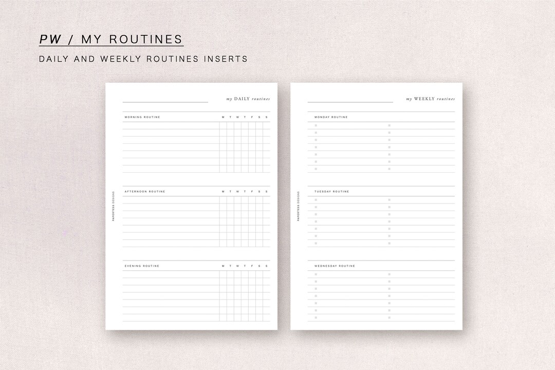 PW - My Daily + Weekly Routines Tracker - Minimal Design, Printable ...