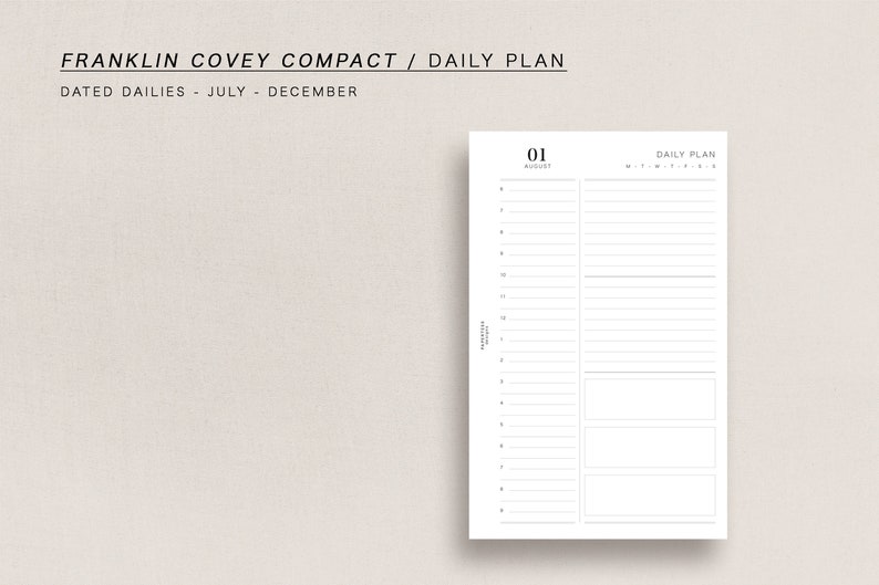 FC Compact Dated Daily Plan JULY DECEMBER Franklin Covey | Etsy