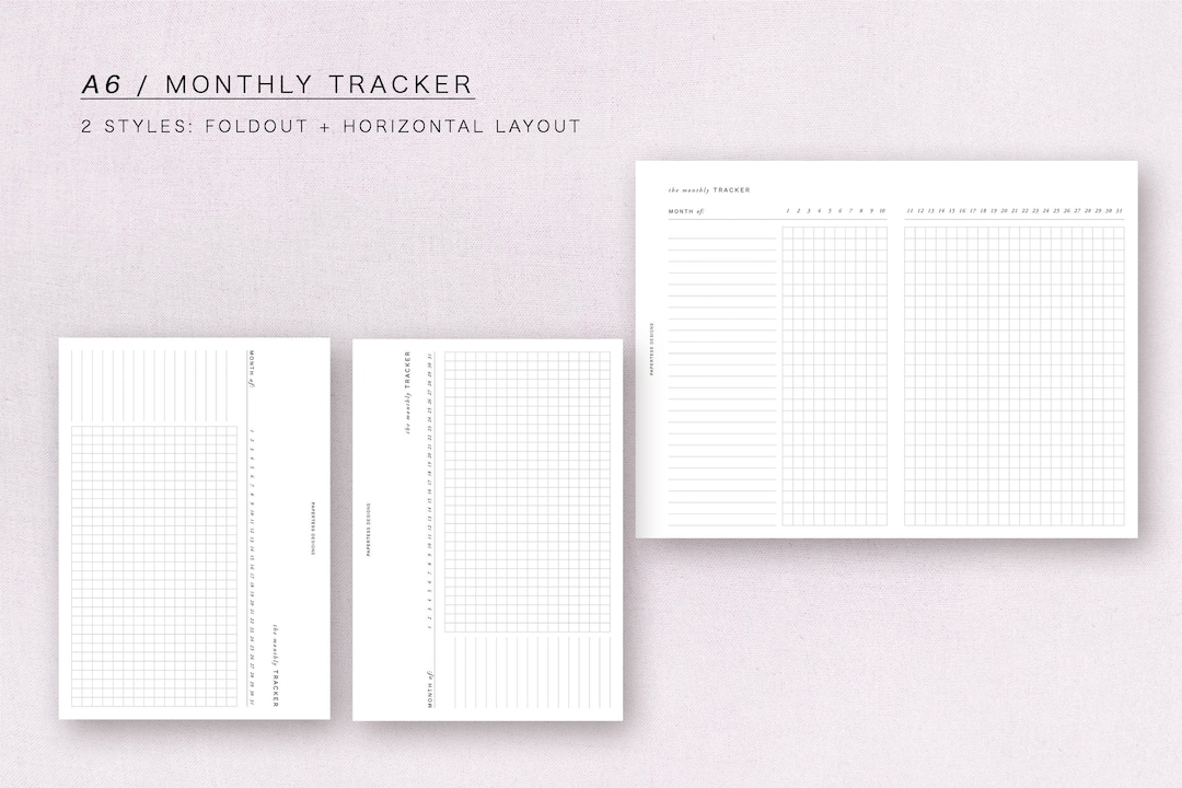 A6 - Monthly Tracker - Minimal Design, Printable Insert - Etsy