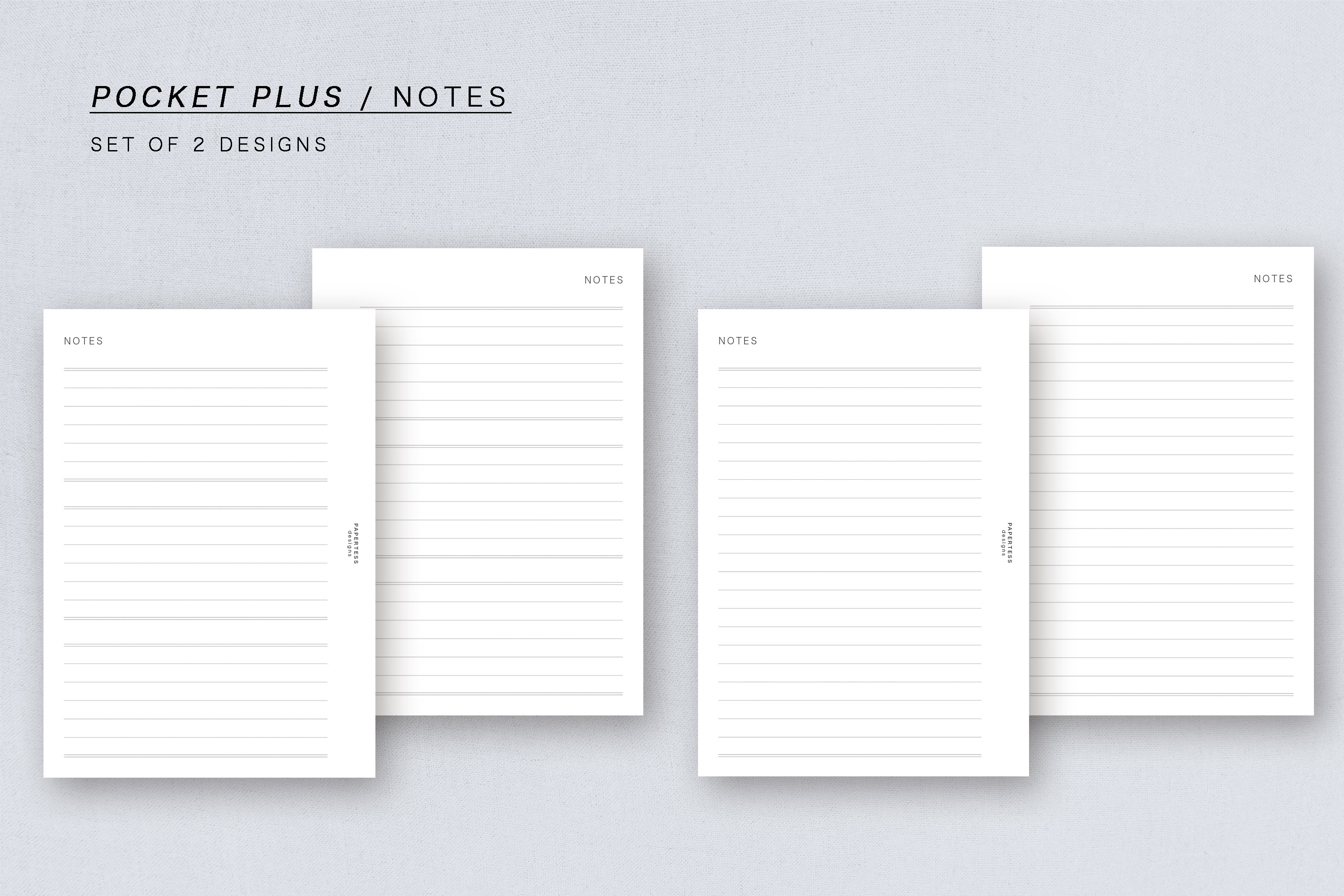 Pocket Note Design POCKET PLUS - NOTES - 2 Sets of Minimal Notes Designs, Printable ...
