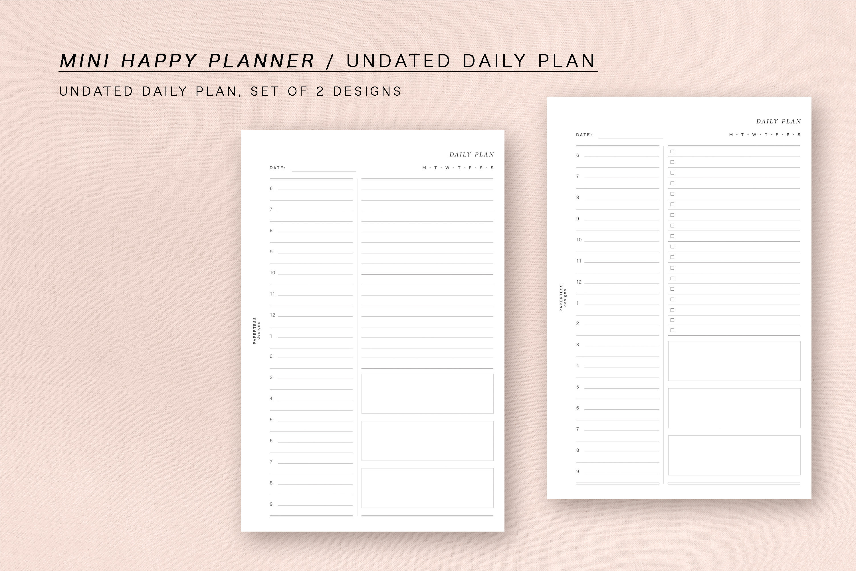 MINI Happy Planner - UNDATED Daily Plan, Minimal Design, Printable ...
